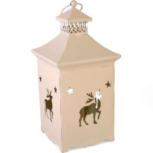 Reindeer  Christmas White Metal Lantern_500x500